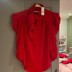 New York & Company Vibrant Red Blouse